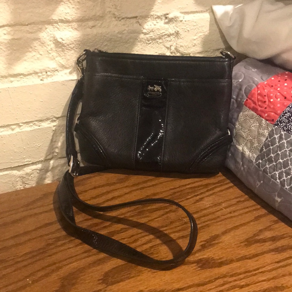Coach black leather crossbody!